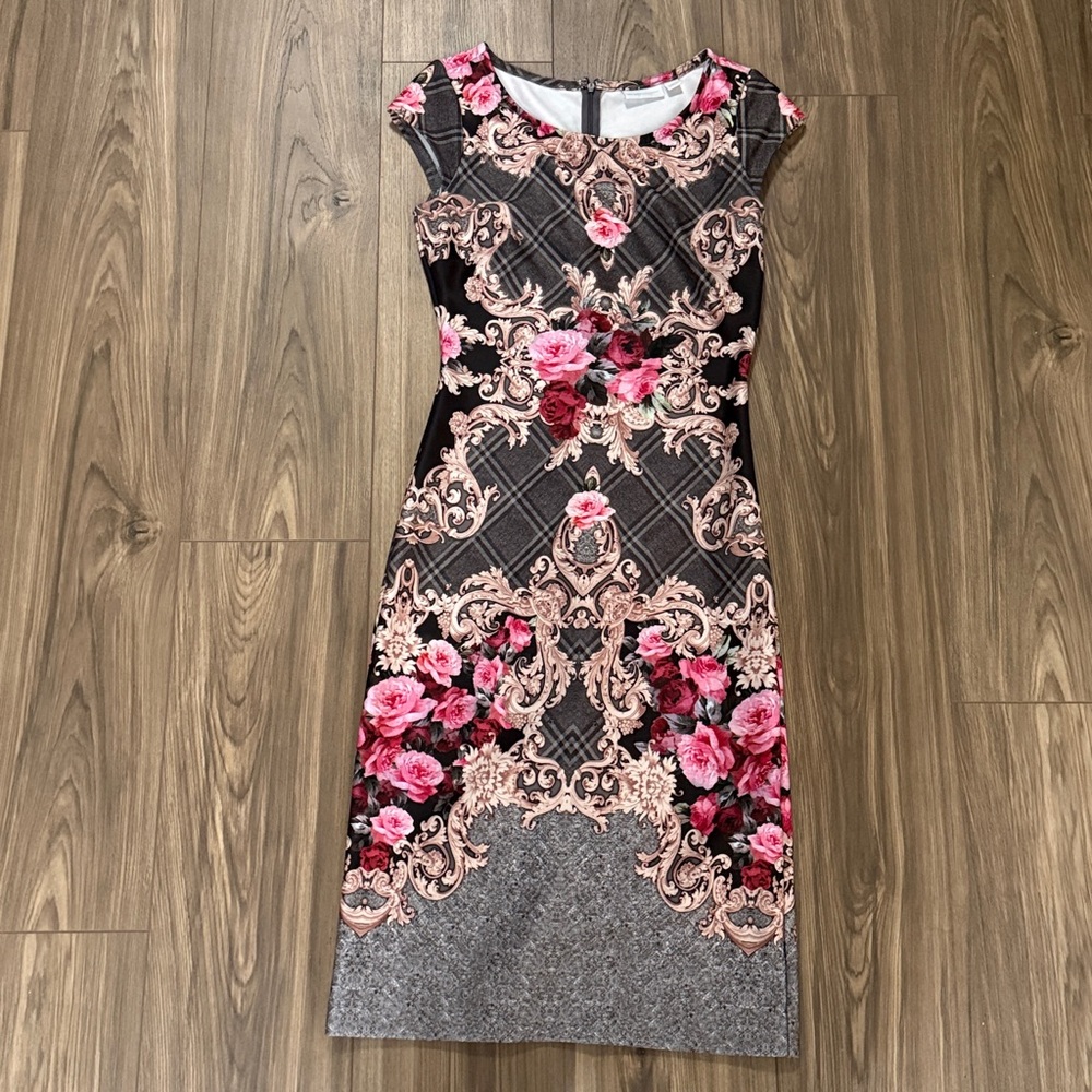 New York & Company Pink and Black Floral Patterned Garment